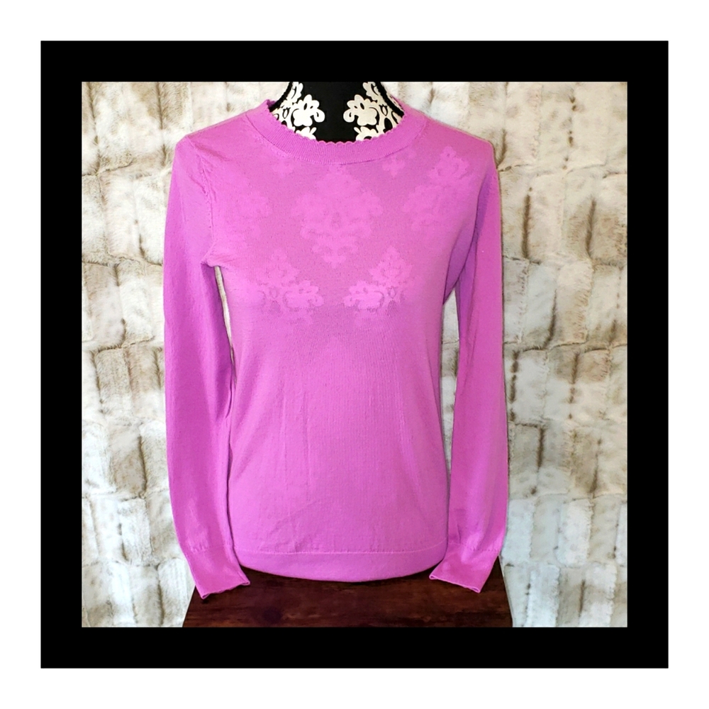 banana republic hot color for 2023- electric lavender scalloped neck sweater-